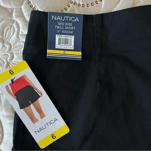 Nautica Women’s Mid-Rise Twill Shorts Black NEW Size 6 - Picture 6 of 7